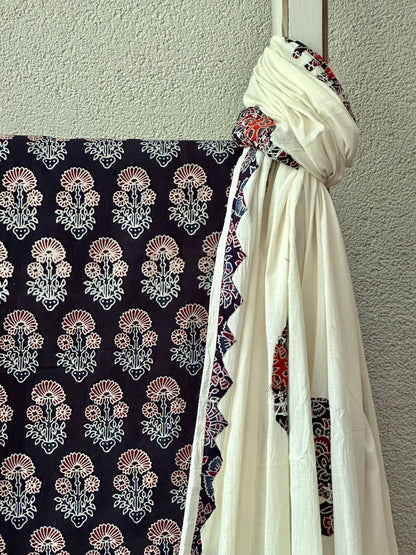 NANDI KESHWARA COTTON SUIT (APPLIQUE DUPATTA)