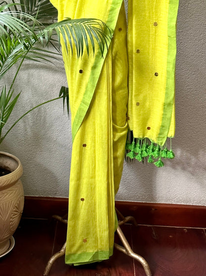 LIME GREEN  TILLA COTTON SARI