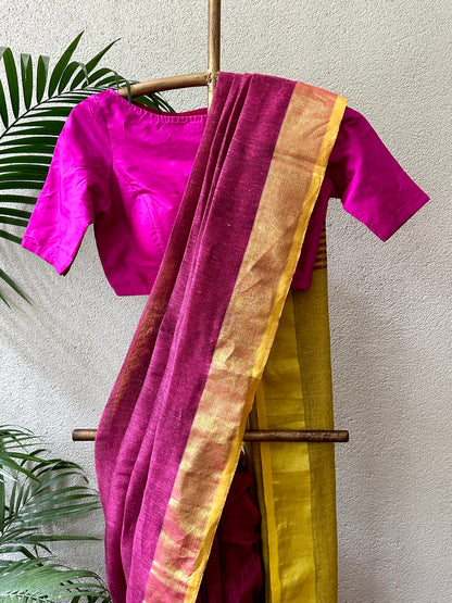 RANI MUSTARD LINEN SARI