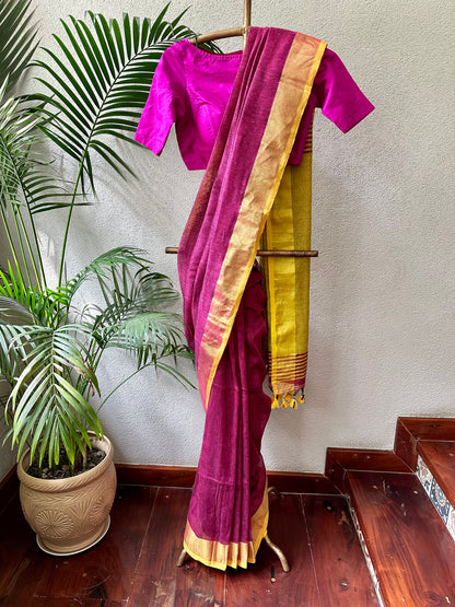 RANI MUSTARD LINEN SARI