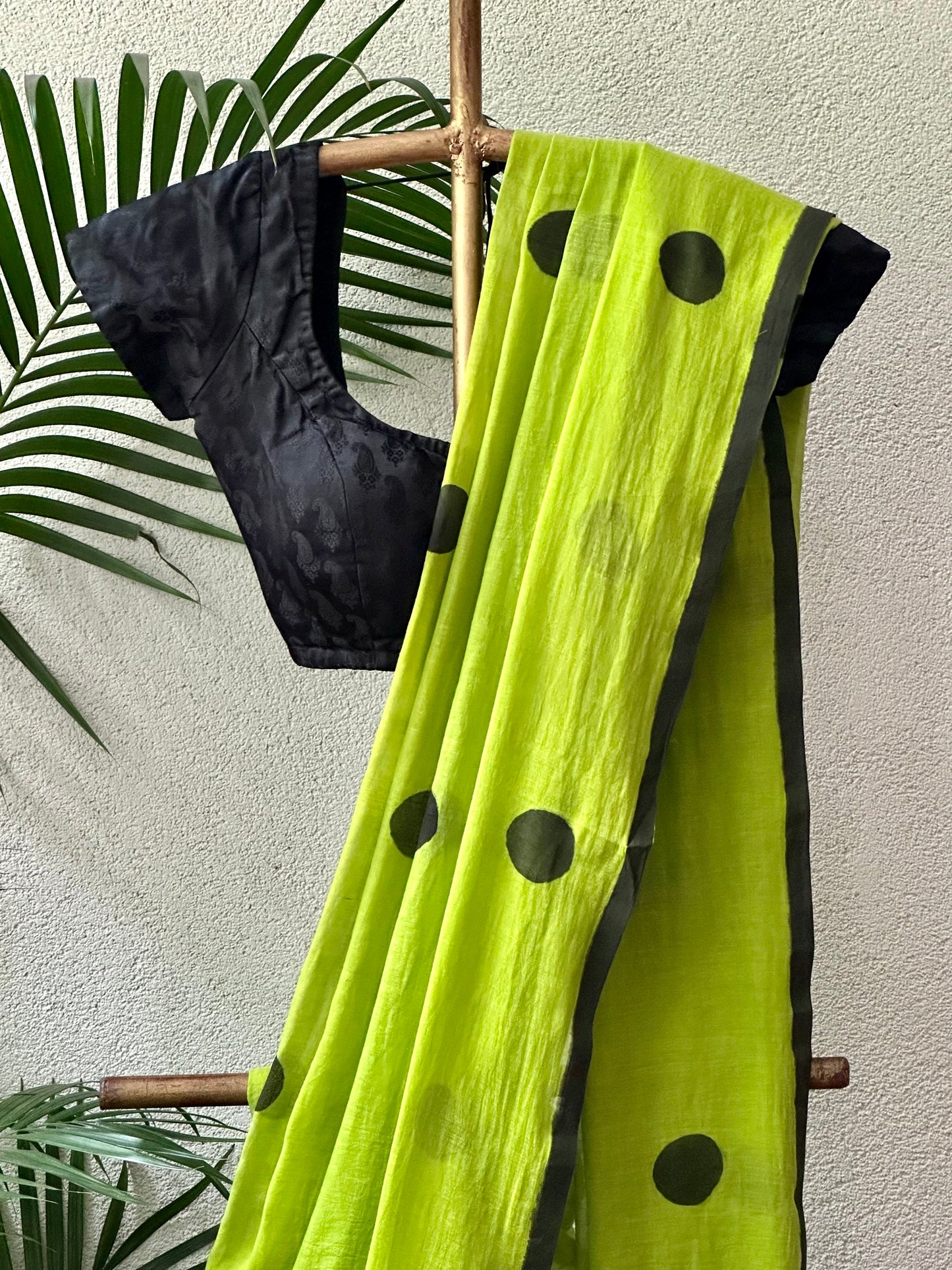 GREEN BLACK   MUL COTTON  SAREE