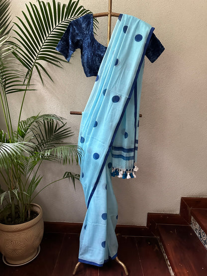 BLUE BLUE  MUL COTTON  SAREE