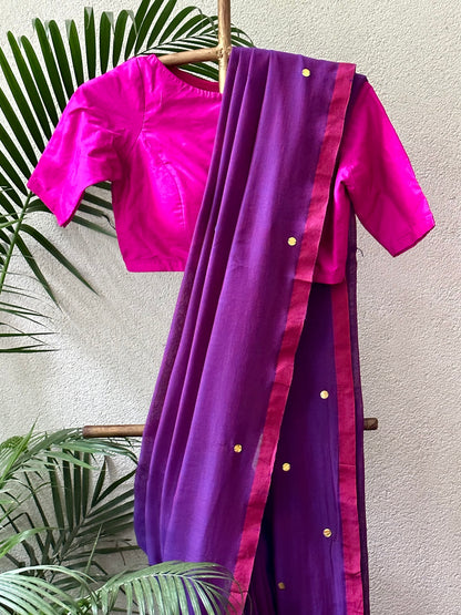 DARK PURPLE TILLA COTTON SARI