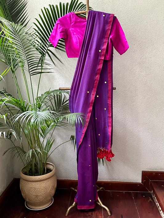 DARK PURPLE TILLA COTTON SARI