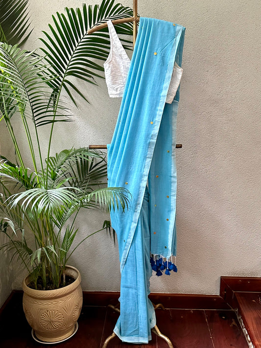 SKY BLUE  TILLA COTTON SARI