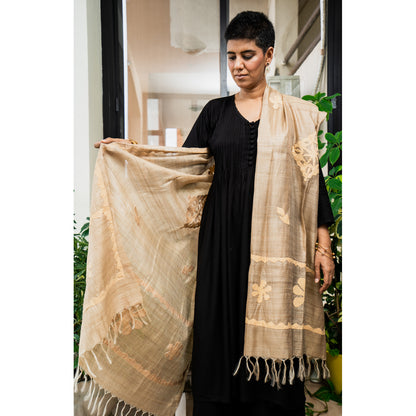 APLIQUE SILK DUPATTA