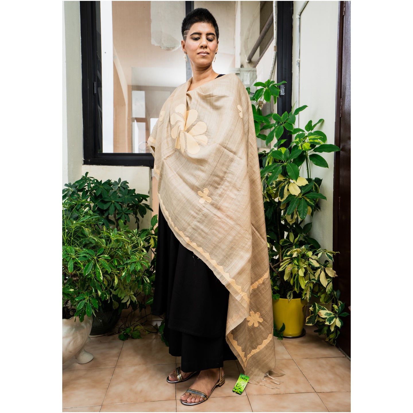 APLIQUE SILK DUPATTA