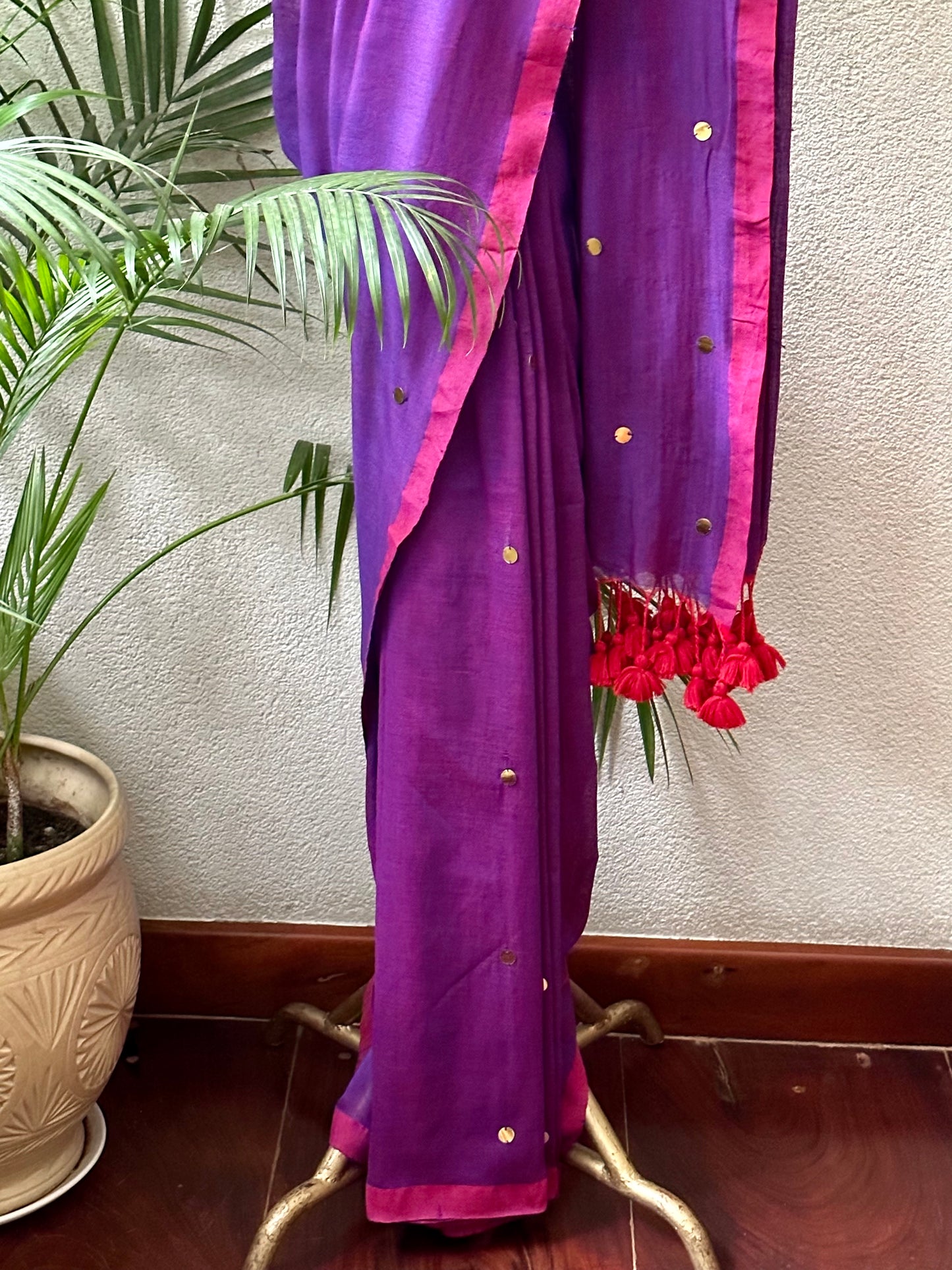 DARK PURPLE TILLA COTTON SARI