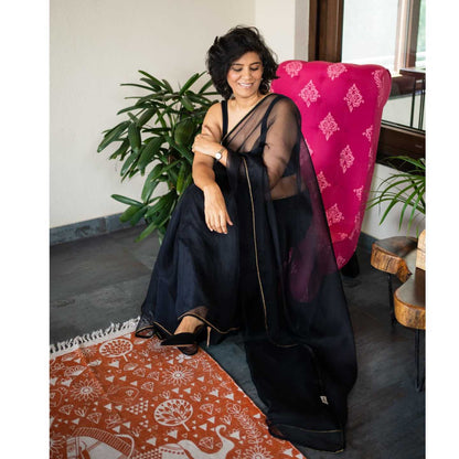 BLACK ORGANZA SAREE