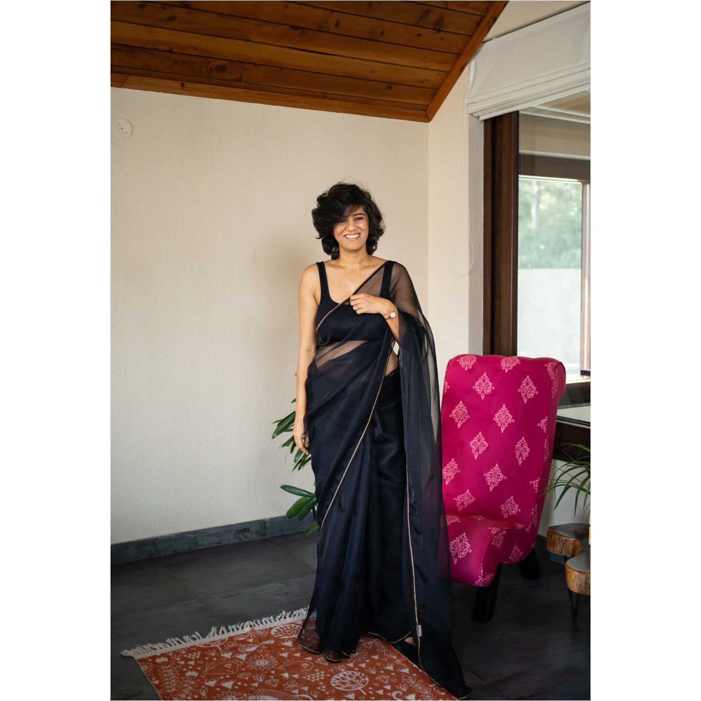 BLACK ORGANZA SAREE