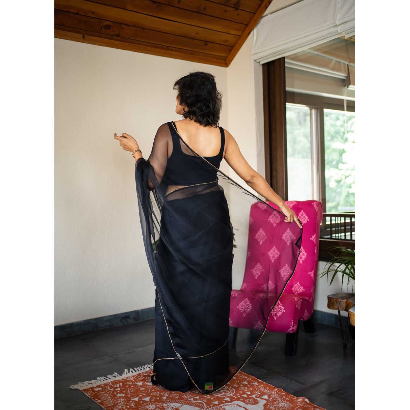 BLACK ORGANZA SAREE