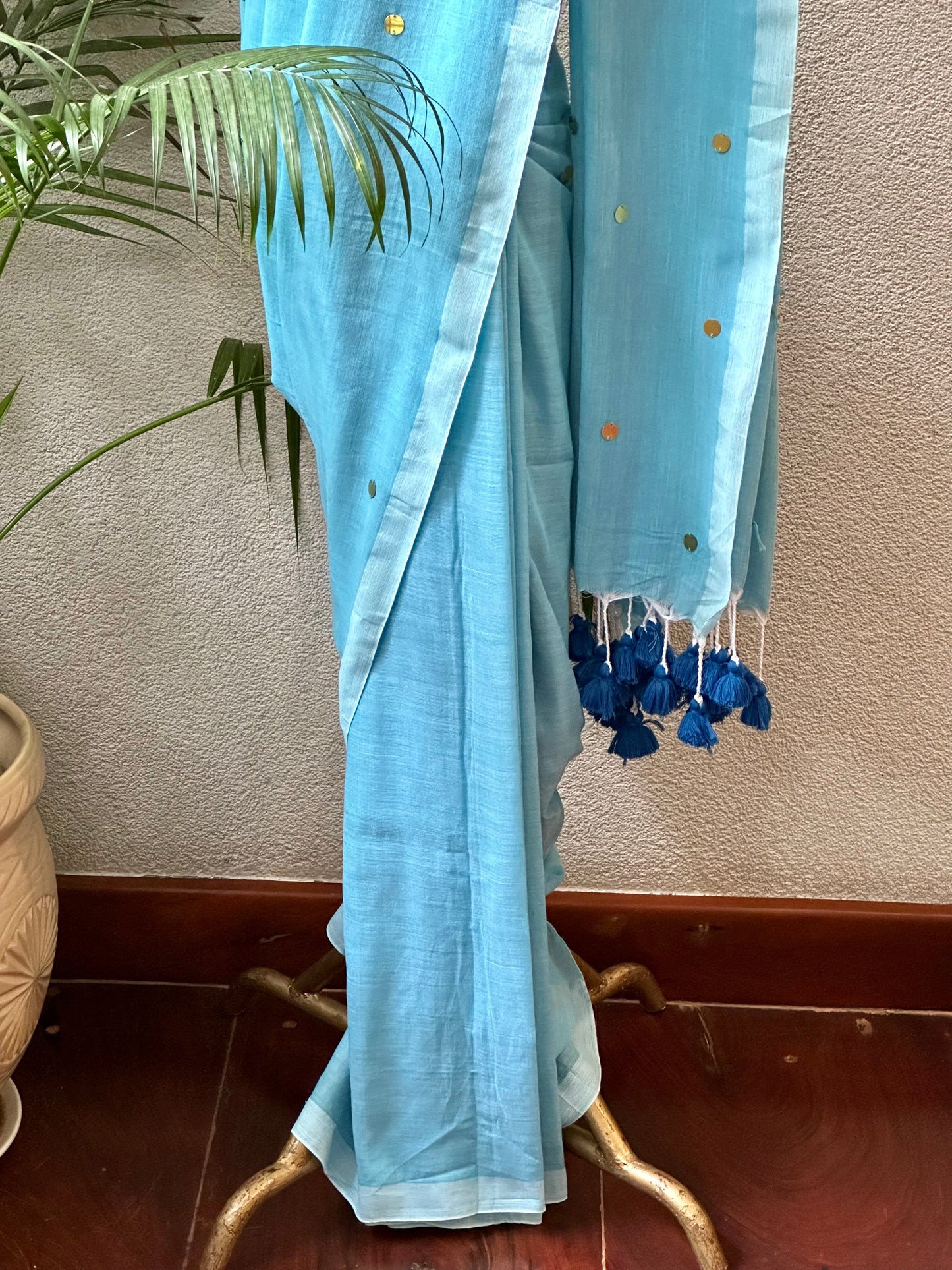 SKY BLUE  TILLA COTTON SARI