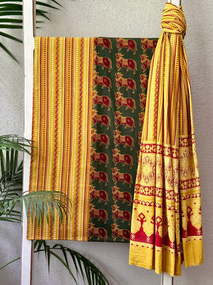 NANDIVAHANA COTTON SUIT (COTTON DUPATTA)