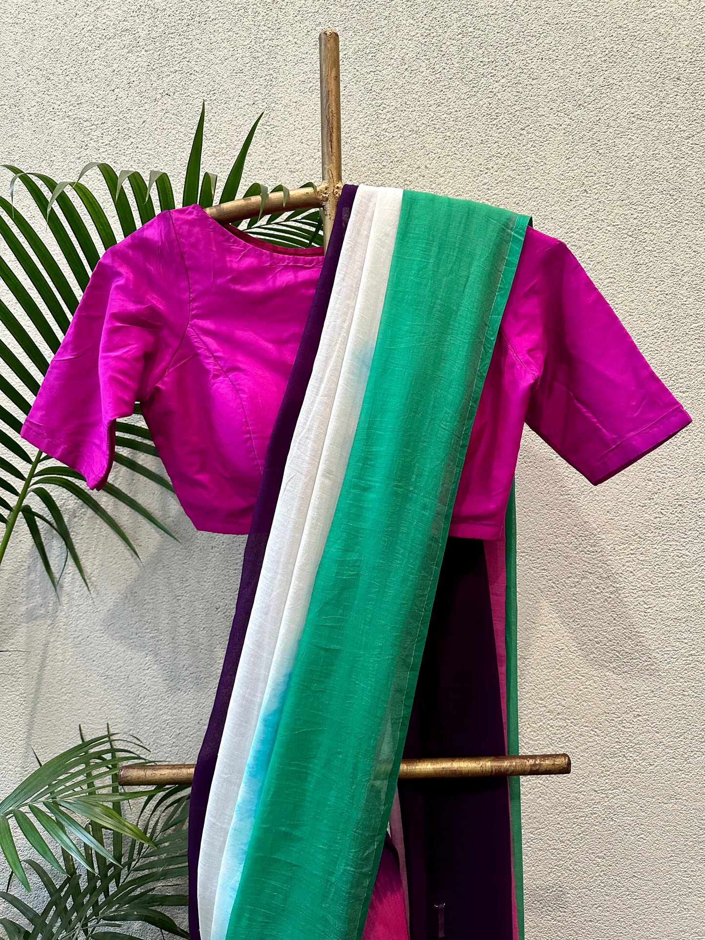 TIRANGA  PURPLE MUL COTTON  SAREE