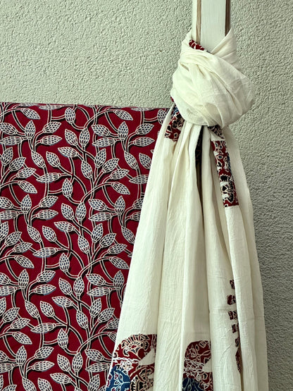 BURGUNDY COTTON SUIT (APPLIQUE DUPATTA)