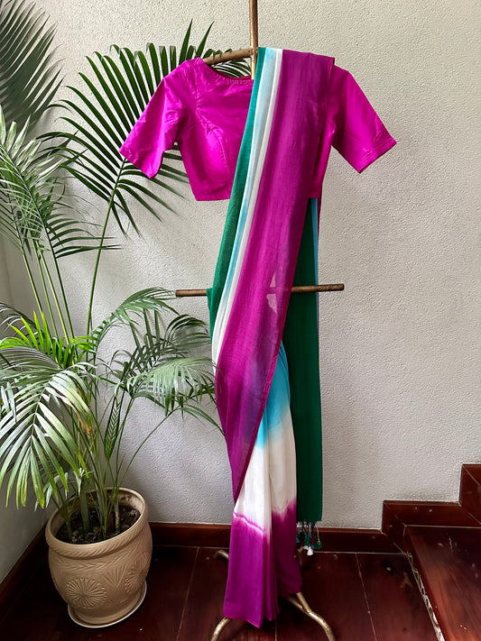 TIRANGA SKY BLUE MUL COTTON SARI